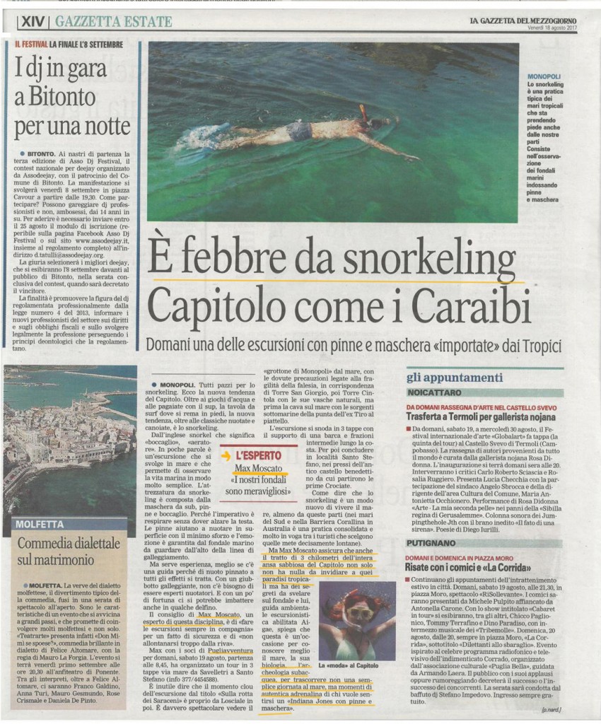 articolo Gazzetta Mezzogiorno Snorkel